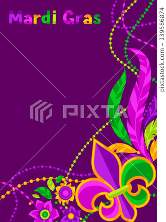 Mardi Gras party background. Carnival illustration for traditional holiday or festival. 139586874