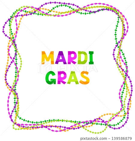 Mardi Gras party background with beads. Carnival illustration for traditional holiday or festival. 139586879