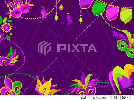 Mardi Gras party background. Carnival illustration for traditional holiday or festival. 139586882