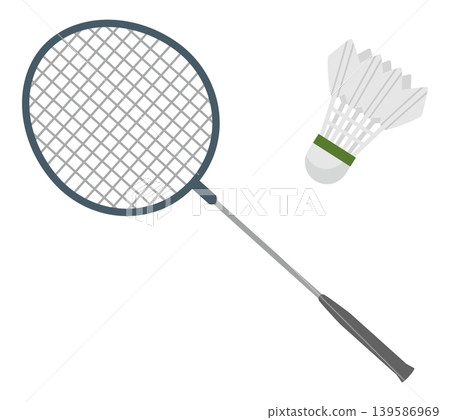 Image illustration of a badminton racket and shuttlecock. Image illustration of a badminton racket and shuttlecock. 139586969