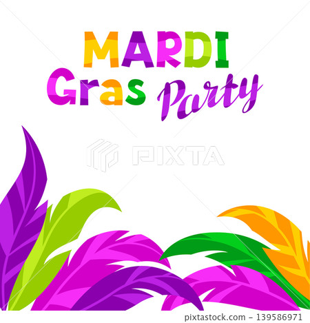 Mardi Gras party background with feathers. Carnival illustration for traditional holiday or festival. Mardi Gras party background with feathers. Carnival illustration for traditional holiday or festival. 139586971