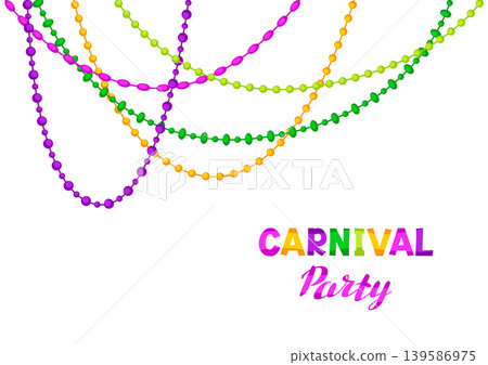 Mardi Gras party background with beads. Carnival illustration for traditional holiday or festival. 139586975