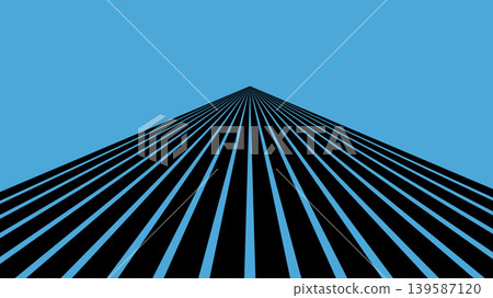 A sense of depth and perspective emerges as black parallel lines converge toward a single vanishing A sense of depth and perspective emerges as black parallel lines converge toward a single vanishing 139587120