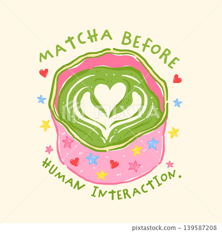 Whimsy matcha latte art girly quote whimsical hand drawn doodle Coquette Whimsy matcha latte art girly quote whimsical hand drawn doodle Coquette 139587208
