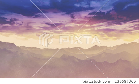 Mountain ranges shrouded in morning mist 139587369