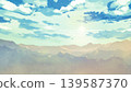 陽光透過山脈灑下。 139587370