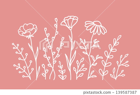 Botanical floral pattern, wildflowers summer bundle Botanical floral pattern, wildflowers summer bundle 139587387