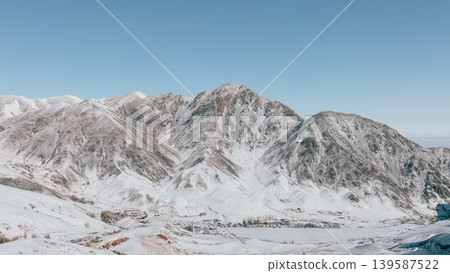 Snowy mountains and winter landscape in Chunkurchak Valley, Kyrgyzstan Snowy mountains and winter landscape in Chunkurchak Valley, Kyrgyzstan 139587522