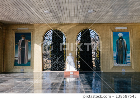 Ruh Ordo cultural complex interior hall with arches, paintings and statue Ruh Ordo cultural complex interior hall with arches, paintings and statue 139587545