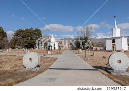 Ruh Ordo cultural complex park with chapels and mountain view in Cholpon-Ata Ruh Ordo cultural complex park with chapels and mountain view in Cholpon-Ata 139587547