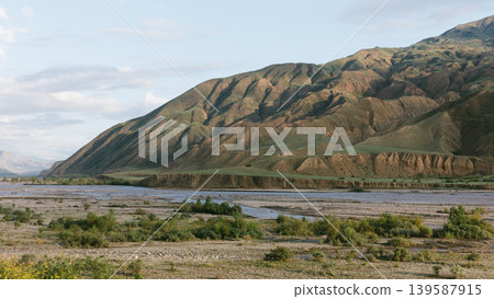 Mountain river valley landscape near Kavalar village in Dagestan at sunset light 139587915