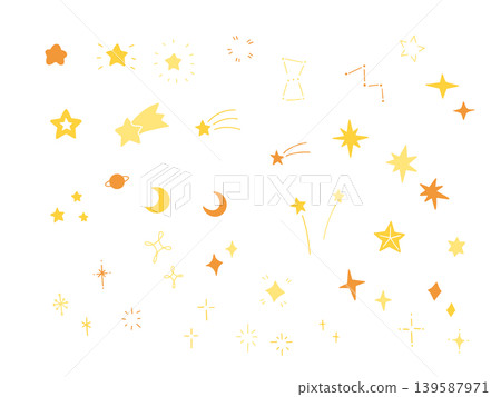 Hand-drawn star and glitter icon set Hand-drawn star and glitter icon set 139587971