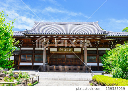 Kansenji Temple, Suginami Ward, Tokyo. Main Hall. Founded by Imagawa Ujizane. Soto Zen sect. Historic Site of Tokyo. Kansenji Temple, Suginami Ward, Tokyo. Main Hall. Founded by Imagawa Ujizane. Soto Zen sect. Historic Site of Tokyo. 139588039
