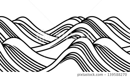 Cutout material of the traditional "Korin Great Wave" pattern from the Edo period. Cutout material of the traditional "Korin Great Wave" pattern from the Edo period. 139588270