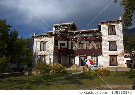 Tibetan-style stone houses in a village in Danba, Sichuan. Tibetan-style stone houses in a village in Danba, Sichuan. 139588373