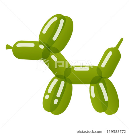 Green inflatable balloon dog vector doodle icon, children party toy balloon animal twisted into the shape of a dog Green inflatable balloon dog vector doodle icon, children party toy balloon animal twisted into the shape of a dog 139588772