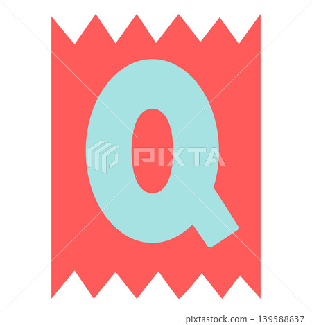 A colorful letter Q with a zigzag red frame, a children's alphabet. 139588837