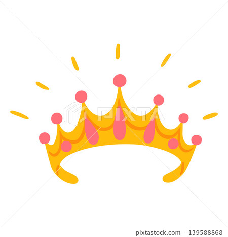 Golden crown with gemstones vector doodle, medieval luxury and royal majesty queen symbol, fashion girly accessory Golden crown with gemstones vector doodle, medieval luxury and royal majesty queen symbol, fashion girly accessory 139588868