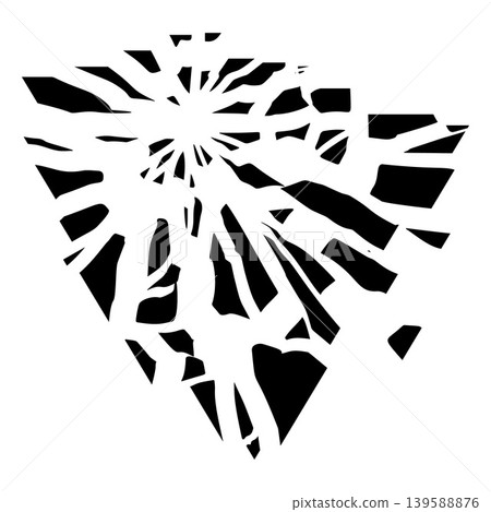 Shattered glass fractured pattern with scattered sharp fragments, vector broken black and white rectangle burst effect Shattered glass fractured pattern with scattered sharp fragments, vector broken black and white rectangle burst effect 139588876