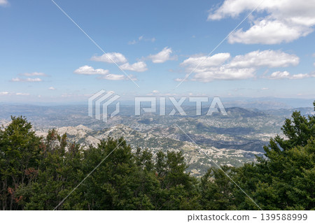 Panoramic mountain landscape view from Lovcen National Park viewpoint, Montenegro 139588999