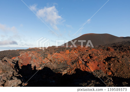 Tolbachinsky Dol volcanic landscape with lava fields and cinder cone, Kamchatka Tolbachinsky Dol volcanic landscape with lava fields and cinder cone, Kamchatka 139589373