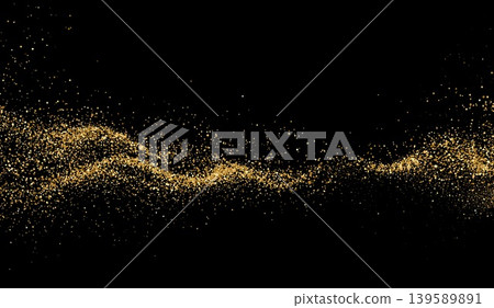 Vector Abstract Shiny Gold Glitter design element. Gold Glitter Dust. For New Year, Merry Christmas, Birthday and Wedding greeting card and invitation. Luxury Background design 139589891