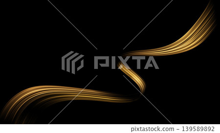 Vector Abstract Shiny Glowing Gold Color Wave. Transparent Golden Wavy Lines. Elegant Luxury background. Black BG 139589892