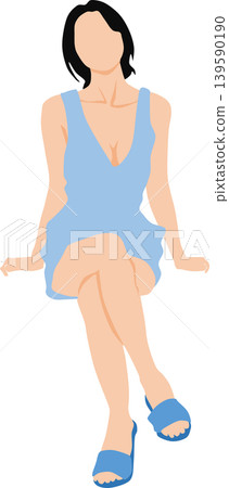 一個穿著夏天衣服的女人的插圖 一個穿著夏天衣服的女人的插圖 139590190