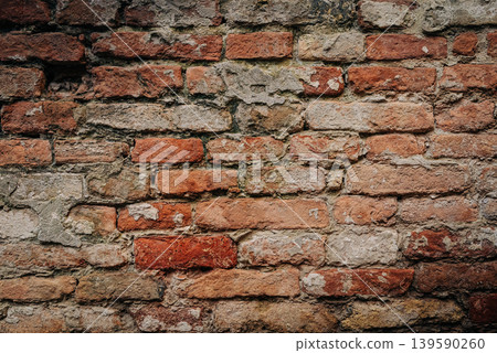 Venetian brick wall texture background. Masonry pattern, Italian architecture 139590260
