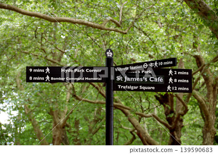 Direction Signs to Attractions at Hyde Park in City of London Direction Signs to Attractions at Hyde Park in City of London 139590683