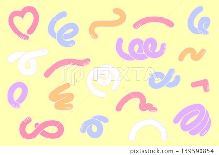 A set of various shapes of long, thin balloon-like decorations for balloon art. A set of various shapes of long, thin balloon-like decorations for balloon art. 139590854