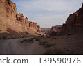 Charyn Canyon in Kazakhstan with Rocky Landscape and Clear Sky 139590976
