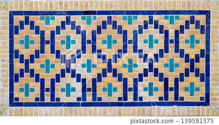 Traditional Uzbek tile patterns; geometric textures of Islamic architecture. Traditional Uzbek tile patterns; geometric textures of Islamic architecture. 139591375