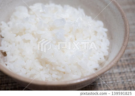 White rice served in a bowl White rice served in a bowl 139591825