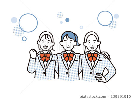 Simple illustration: An image of a close-knit group of female students (vector illustration) Simple illustration: An image of a close-knit group of female students (vector illustration) 139591910