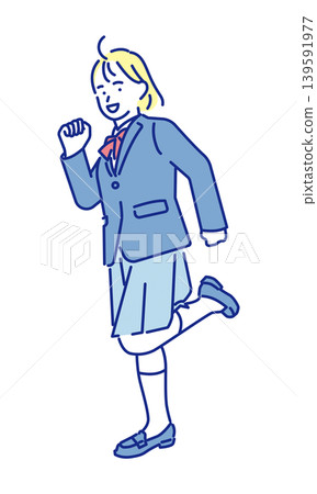 Simple illustration: Full-body image of a female student running energetically (vector illustration) 139591977