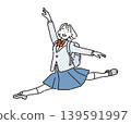 女學生跳躍的簡單插圖（向量圖） 139591997