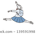 女學生跳躍的簡單插圖（向量圖） 139591998
