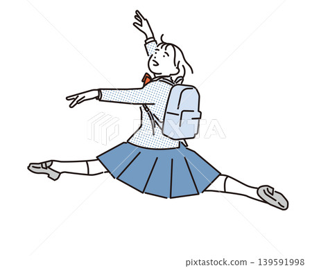Simple illustration of a female student jumping (vector illustration) Simple illustration of a female student jumping (vector illustration) 139591998