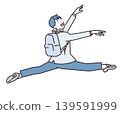 簡圖：一名男學生跳躍的圖片（向量圖） 139591999