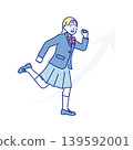簡圖：一位女學生積極奔跑的畫面（向量圖） 139592001