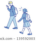 學生上下學的簡單插圖（向量圖） 139592003