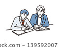 簡圖：一名男學生正在向老師學習的圖片（向量圖） 139592007