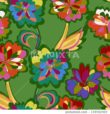 seamless pattern with tropical flowers and leaves 139592403