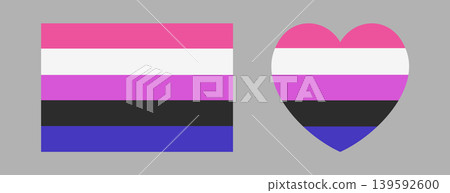Gender fluid flag sticker, icon in rectangular, heart shape. LGBT community heart shaped symbol, badge, button, banner, background. Set of heart, square flag of sexual minorities. Gender fluid flag sticker, icon in rectangular, heart shape. LGBT community heart shaped symbol, badge, button, banner, background. Set of heart, square flag of sexual minorities. 139592600