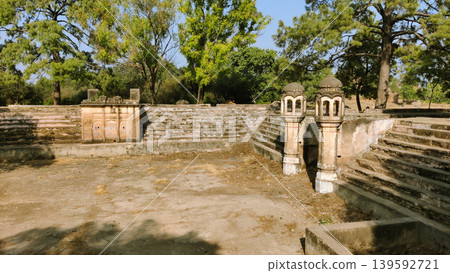 Ancient Mughal era dry water pond at Tilla Jogian temple Ancient Mughal era dry water pond at Tilla Jogian temple 139592721