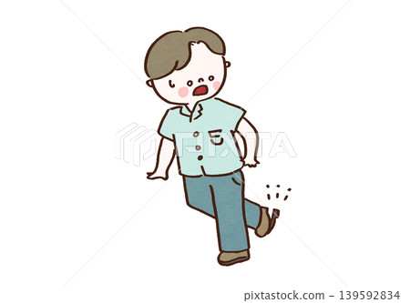 一名男子外出時鞋底脫落，他驚慌失措。 139592834