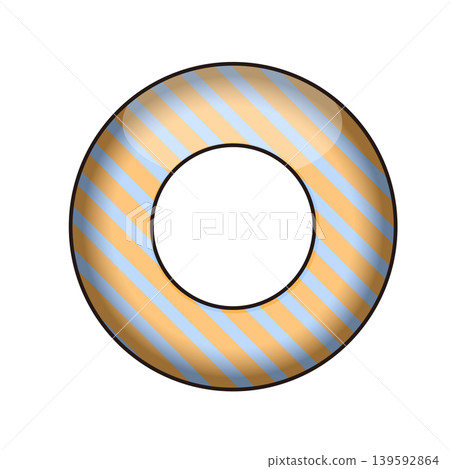 立體充氣泳圈插圖,米色條紋,夏季泳池/海灘圖示。 立體充氣泳圈插圖,米色條紋,夏季泳池/海灘圖示。 139592864
