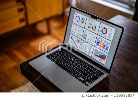 Data analysis screen on a laptop Data analysis screen on a laptop 139592884