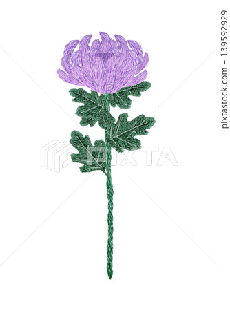 【菊花】手工刺繡插畫素材 【菊花】手工刺繡插畫素材 139592929